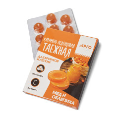 Карамель леденцовая «Таежная» для бронхов и легких, мед и облепиха, 32,5 г