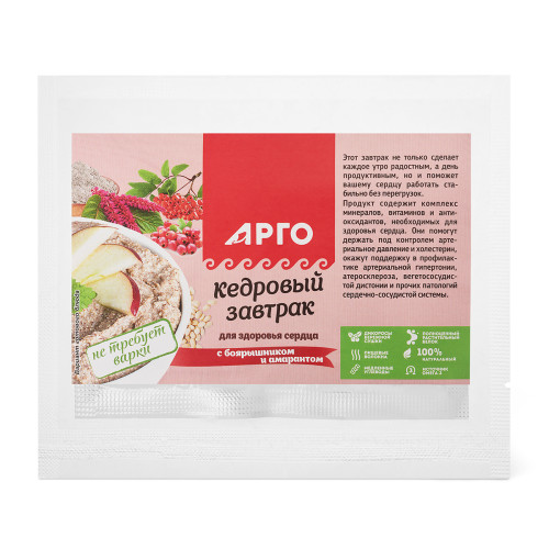 Завтрак кедровый для здоровья сердца с боярышником и амарантом, 40 г