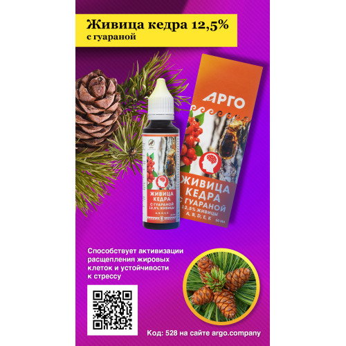Живица кедра 12,5% с гуараной, 50 мл