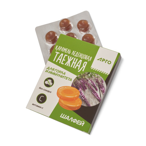 Карамель леденцовая «Таежная» для горла и иммунитета, шалфей, 32,5 г